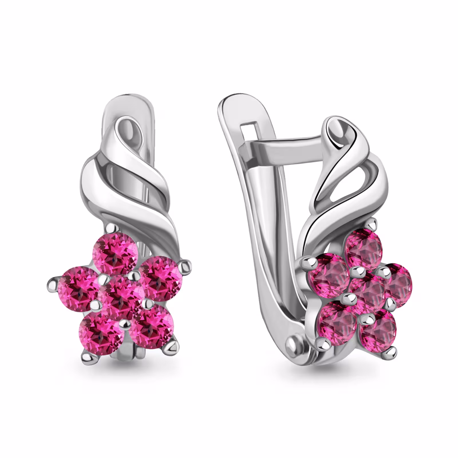 Серьги из серебра с рубинами