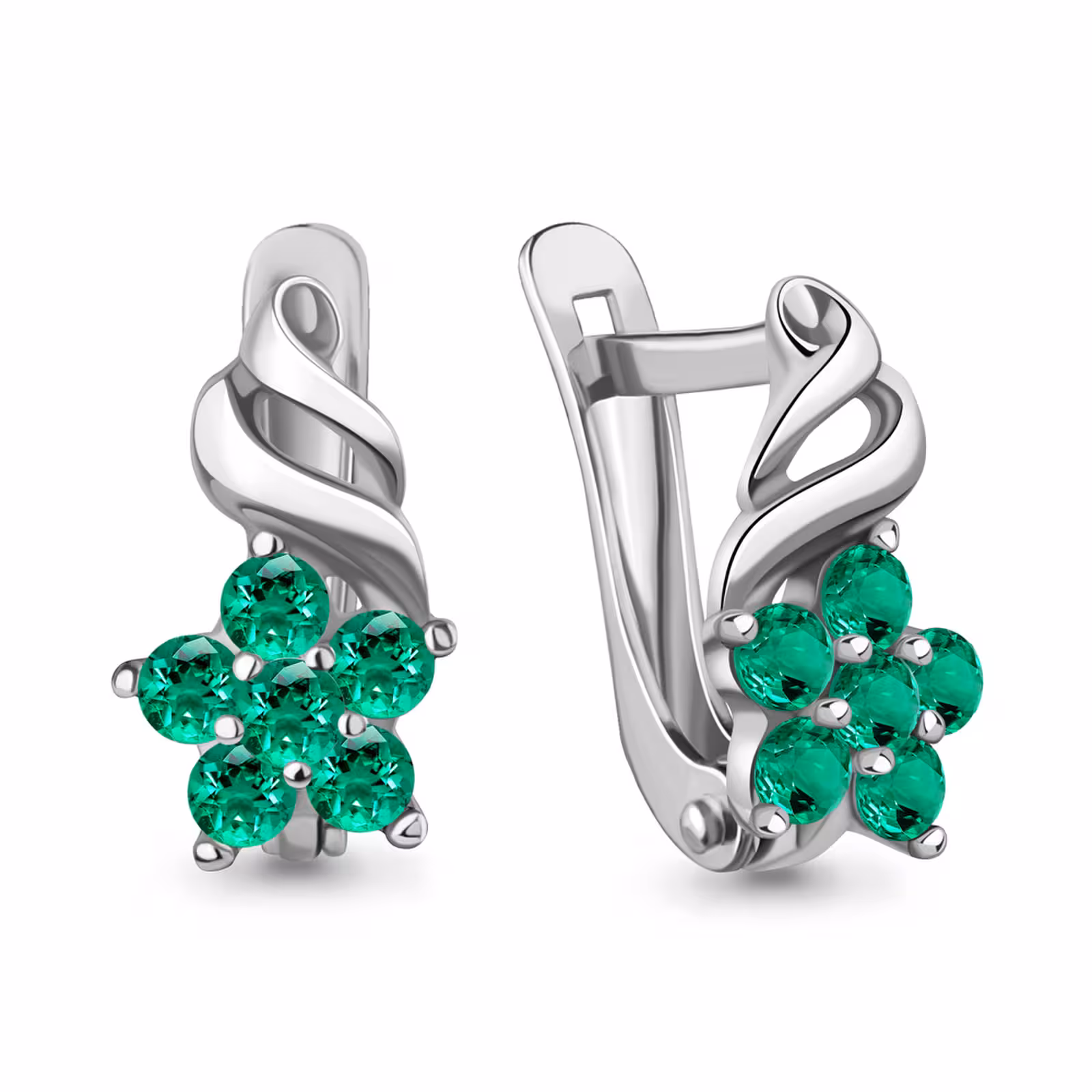 Серьги из серебра с изумрудами