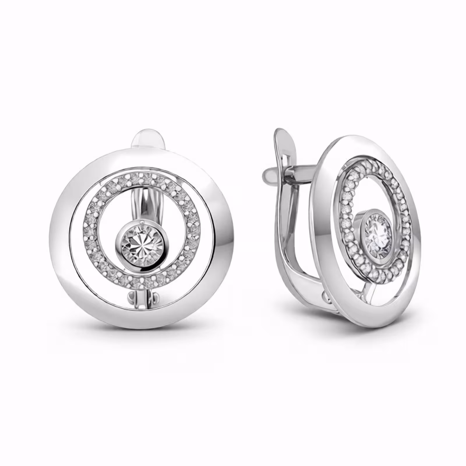 Серьги из серебра с фианитами
