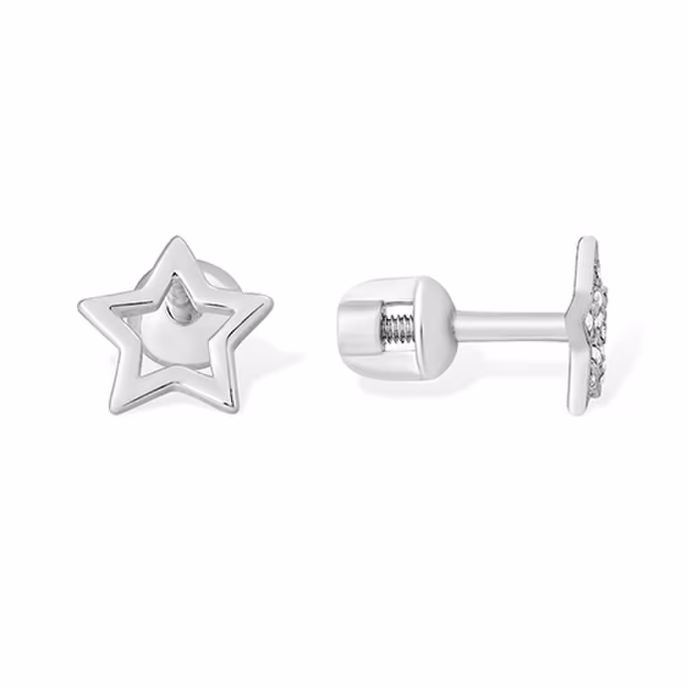 Серьги из серебра с фианитами