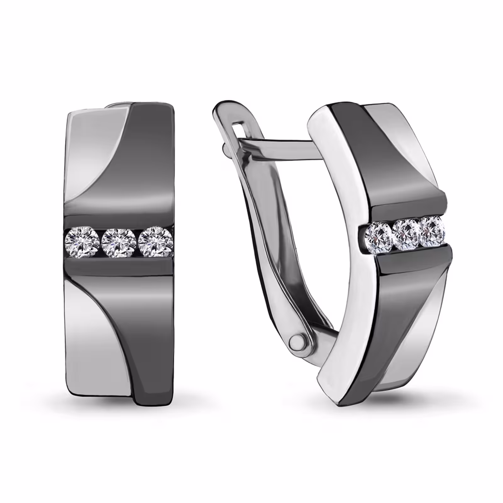 Серьги из серебра с фианитами