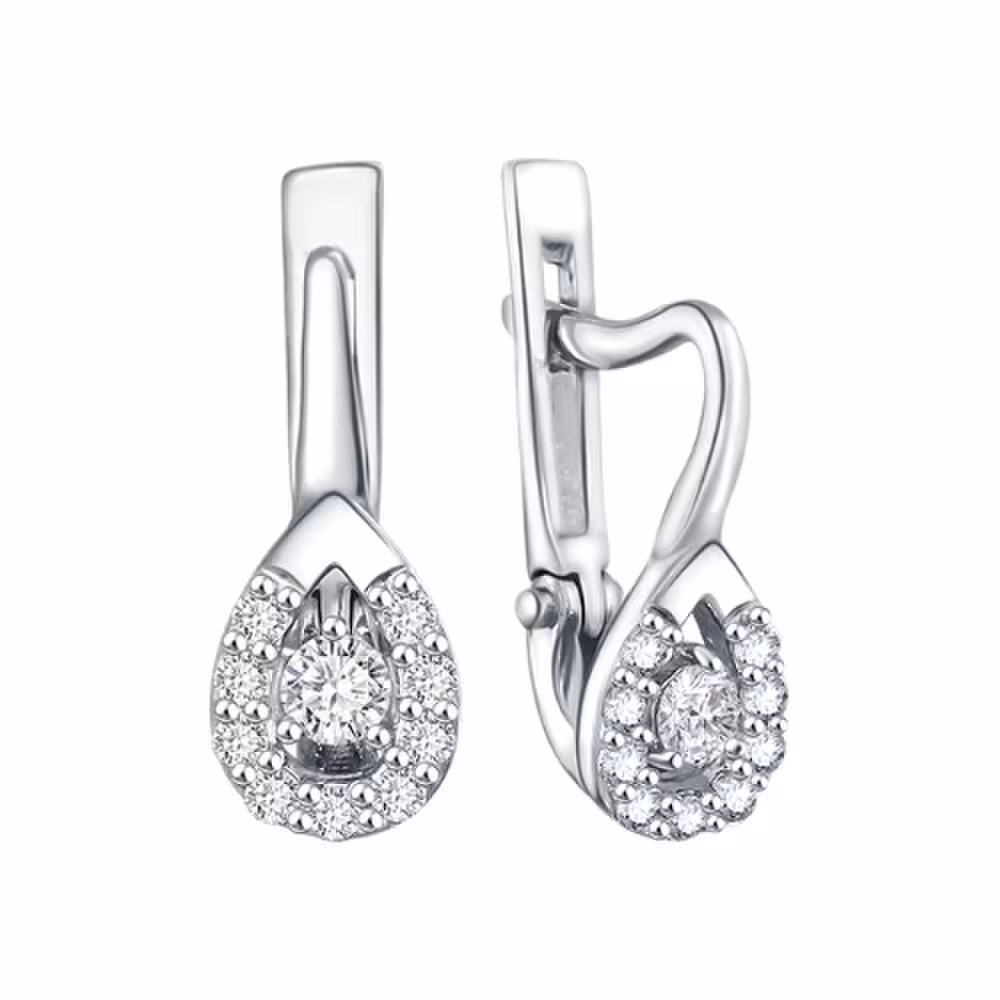 Серьги из серебра с фианитами