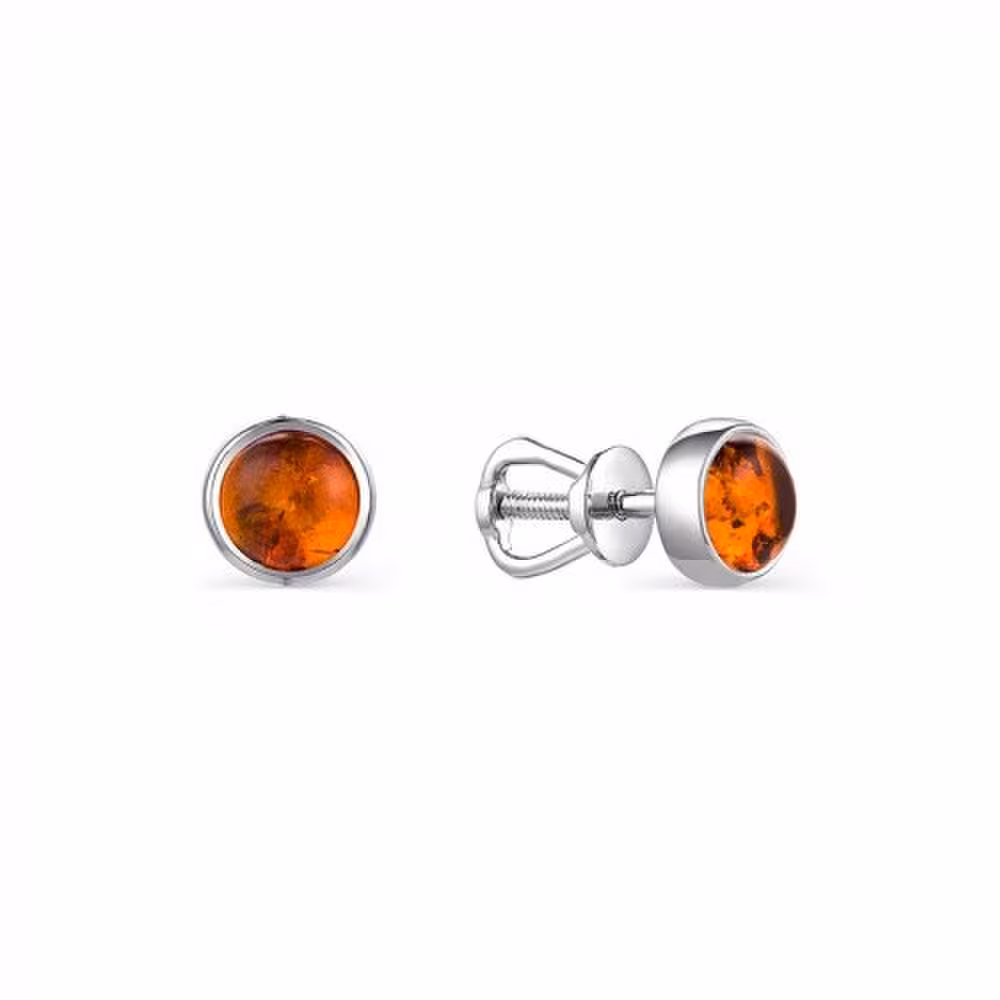 Серьги из серебра с янтарем