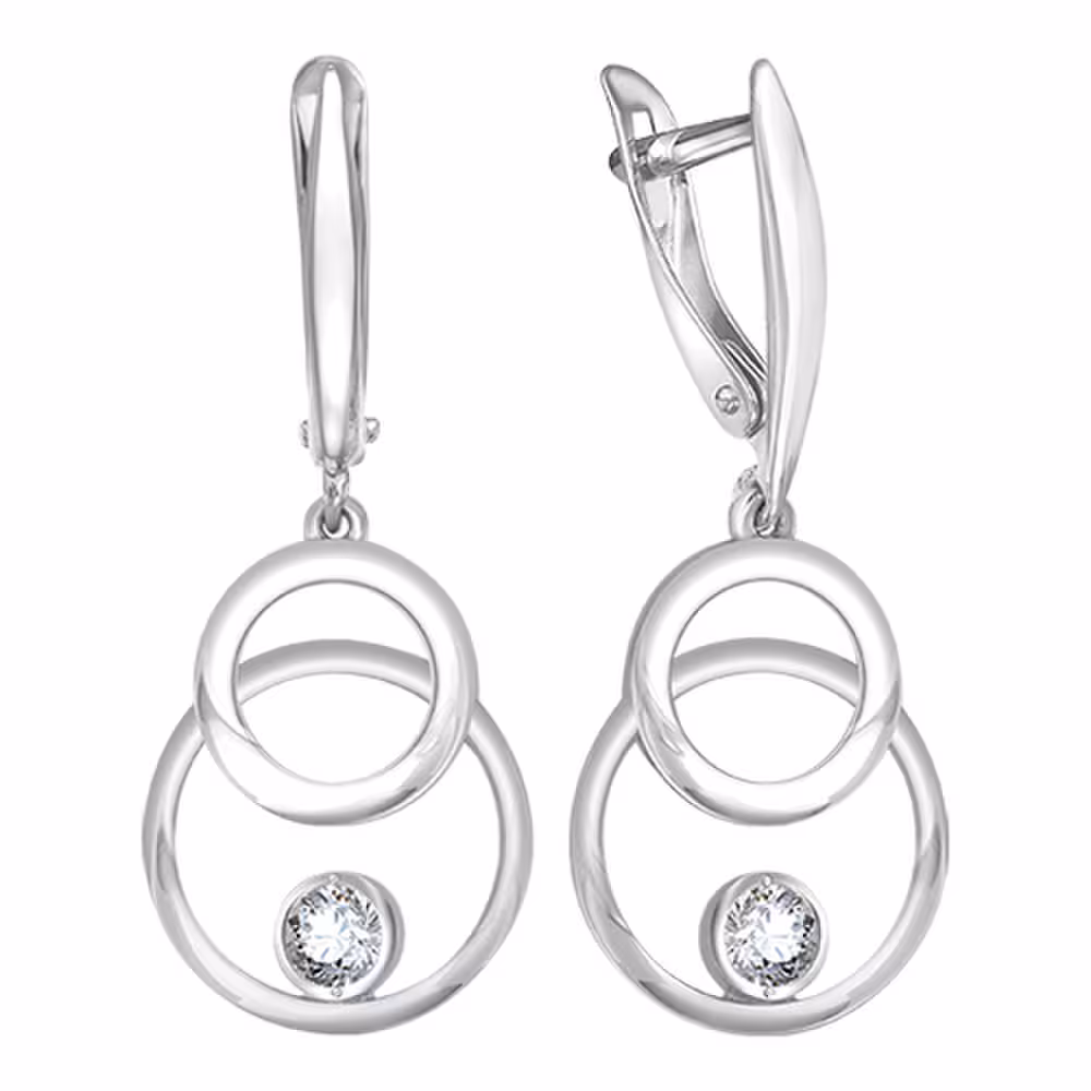Серьги из серебра с фианитами