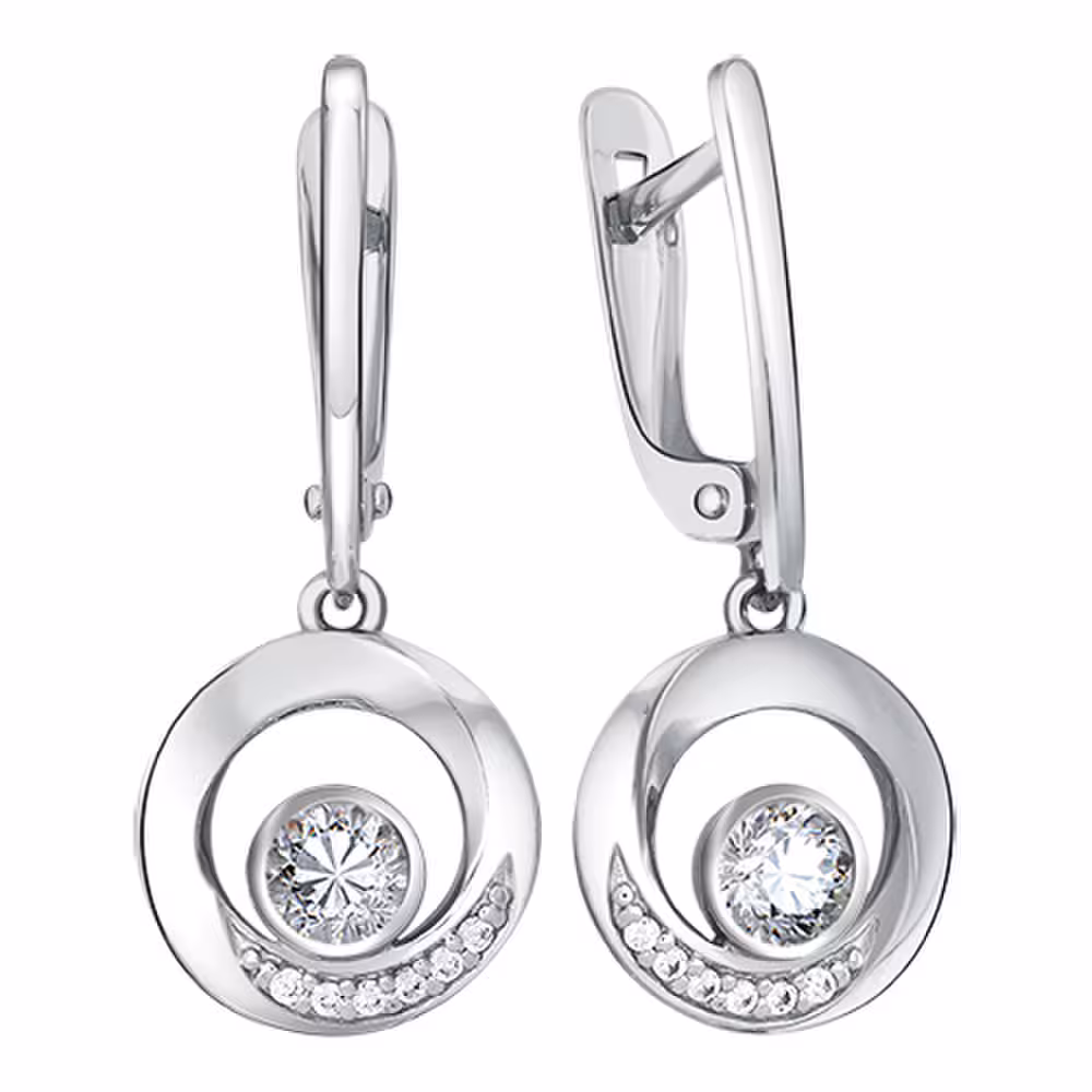 Серьги из серебра с фианитами