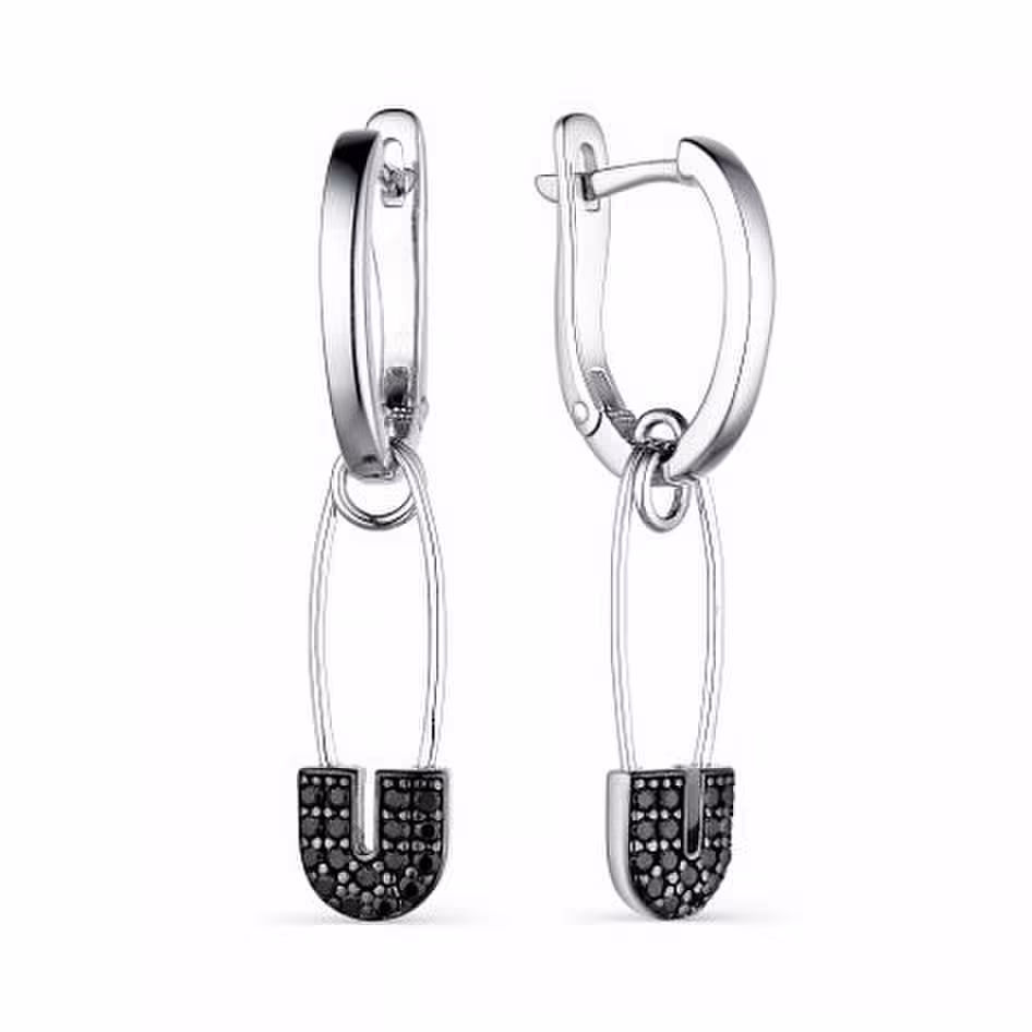 Серьги из серебра с фианитами