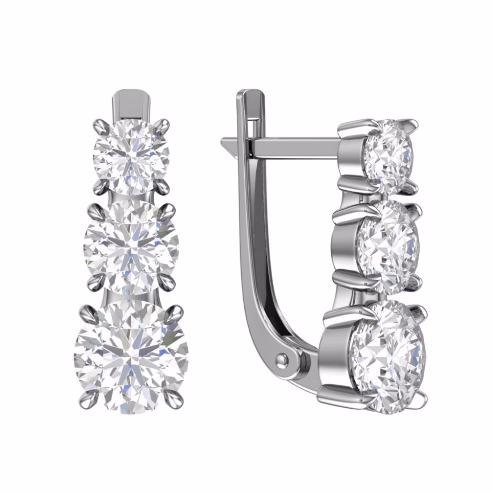 Серьги из серебра с фианитами