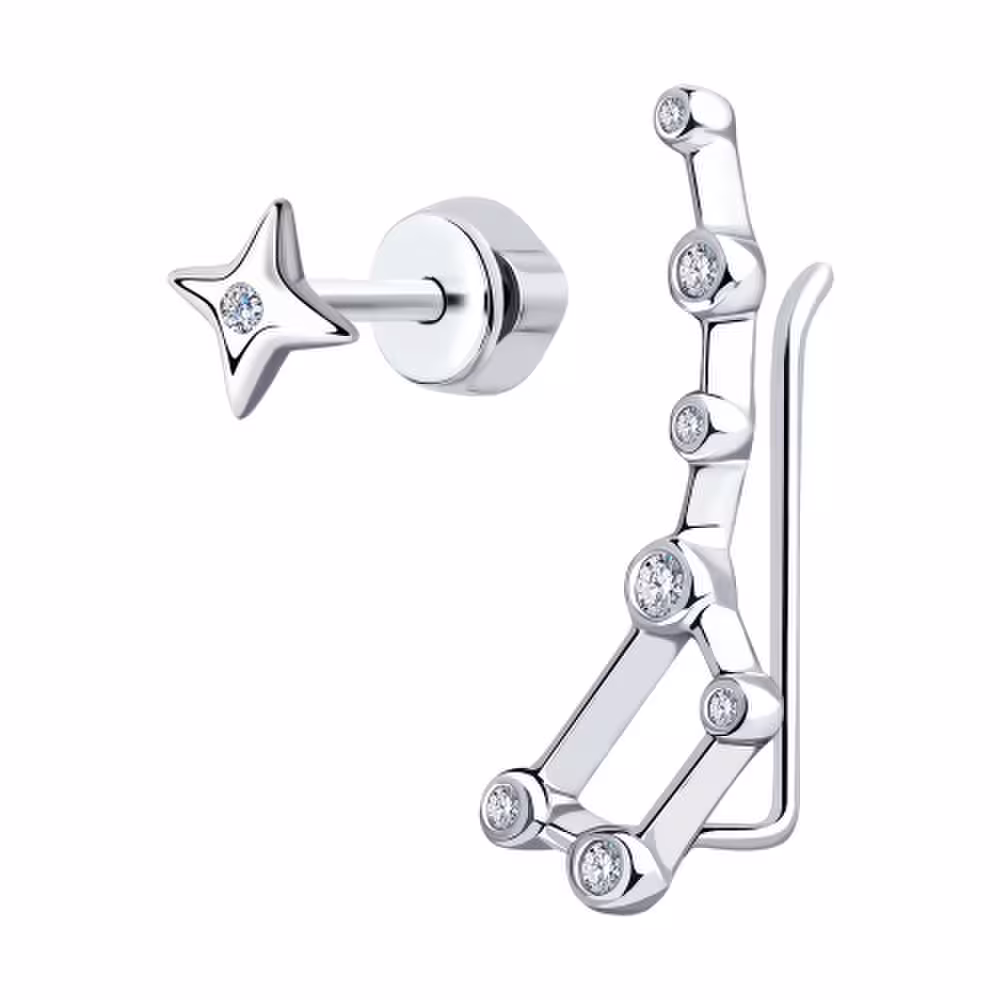 Серьги из серебра с фианитами
