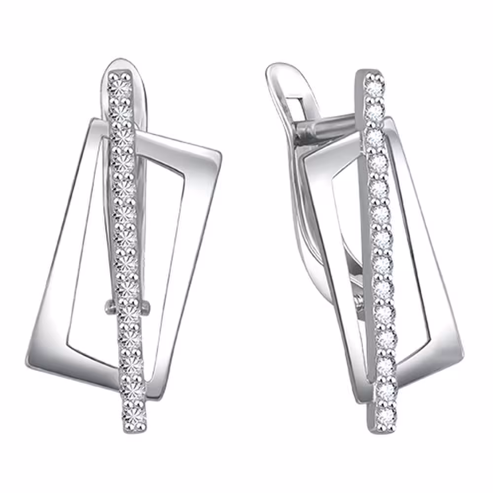 Серьги из серебра с фианитами
