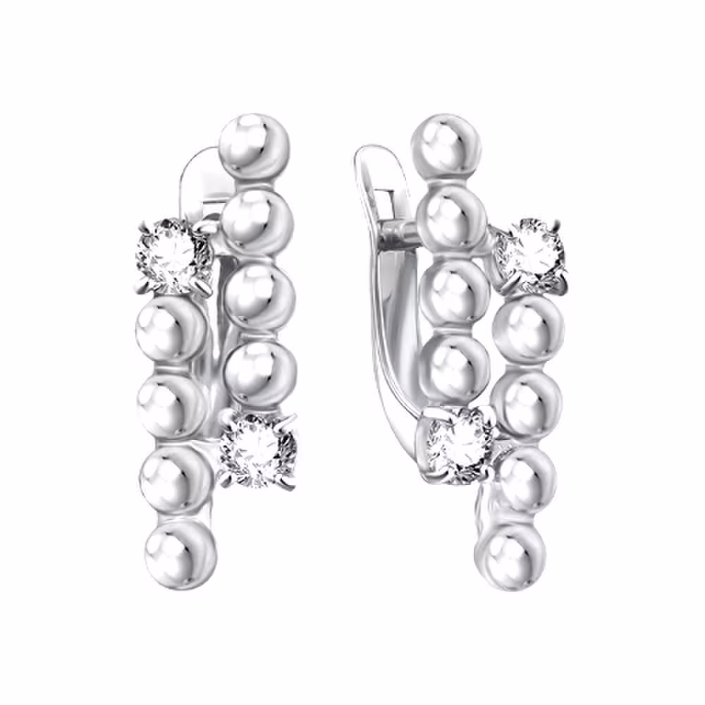 Серьги из серебра с фианитами