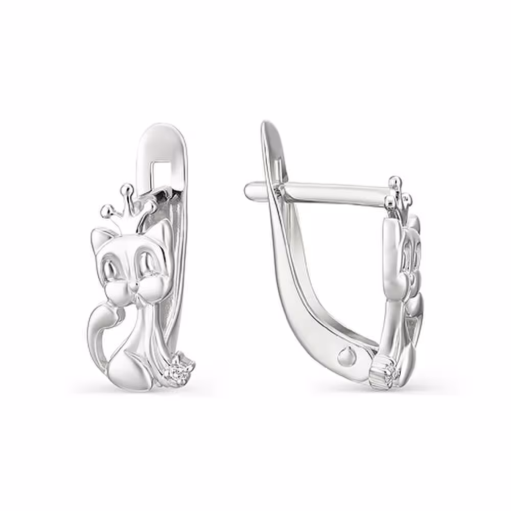 Серьги из серебра с фианитами