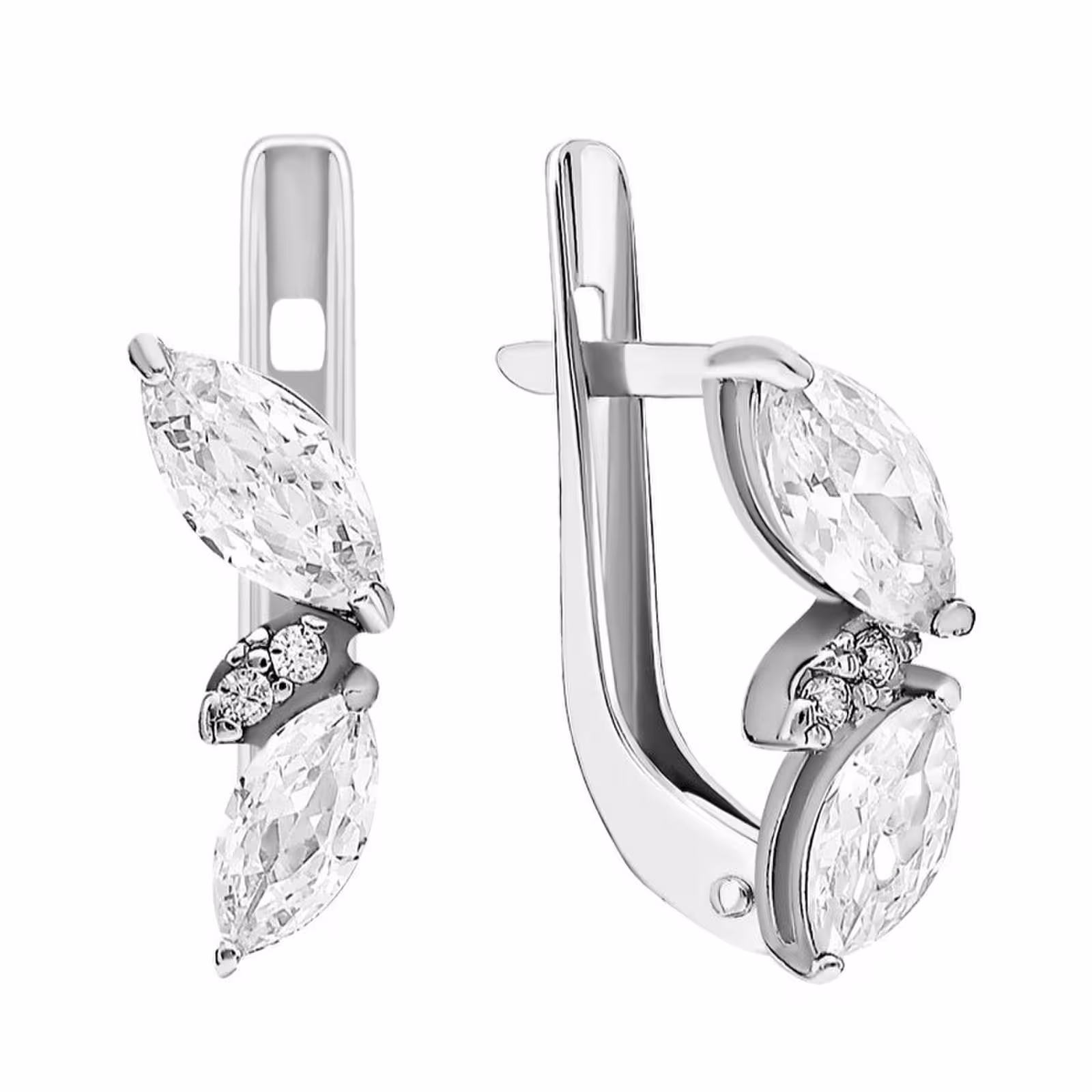 Серьги из серебра с фианитами