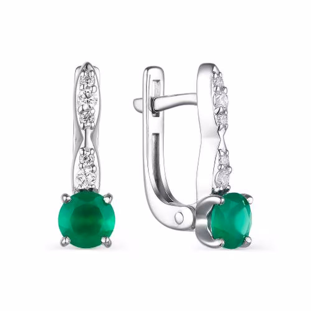 Серьги из серебра с агатами и фианитами