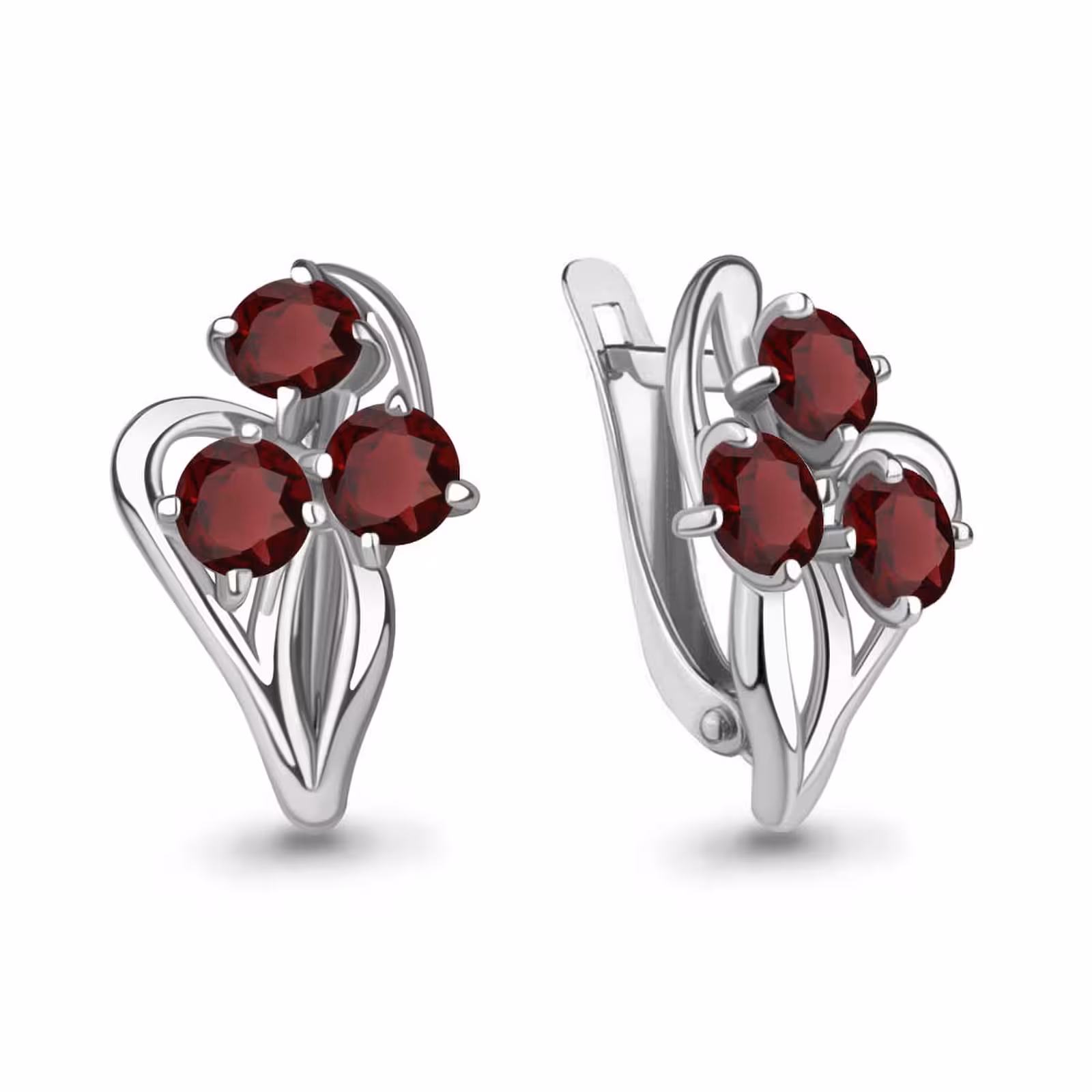 Серьги из серебра с гранатами