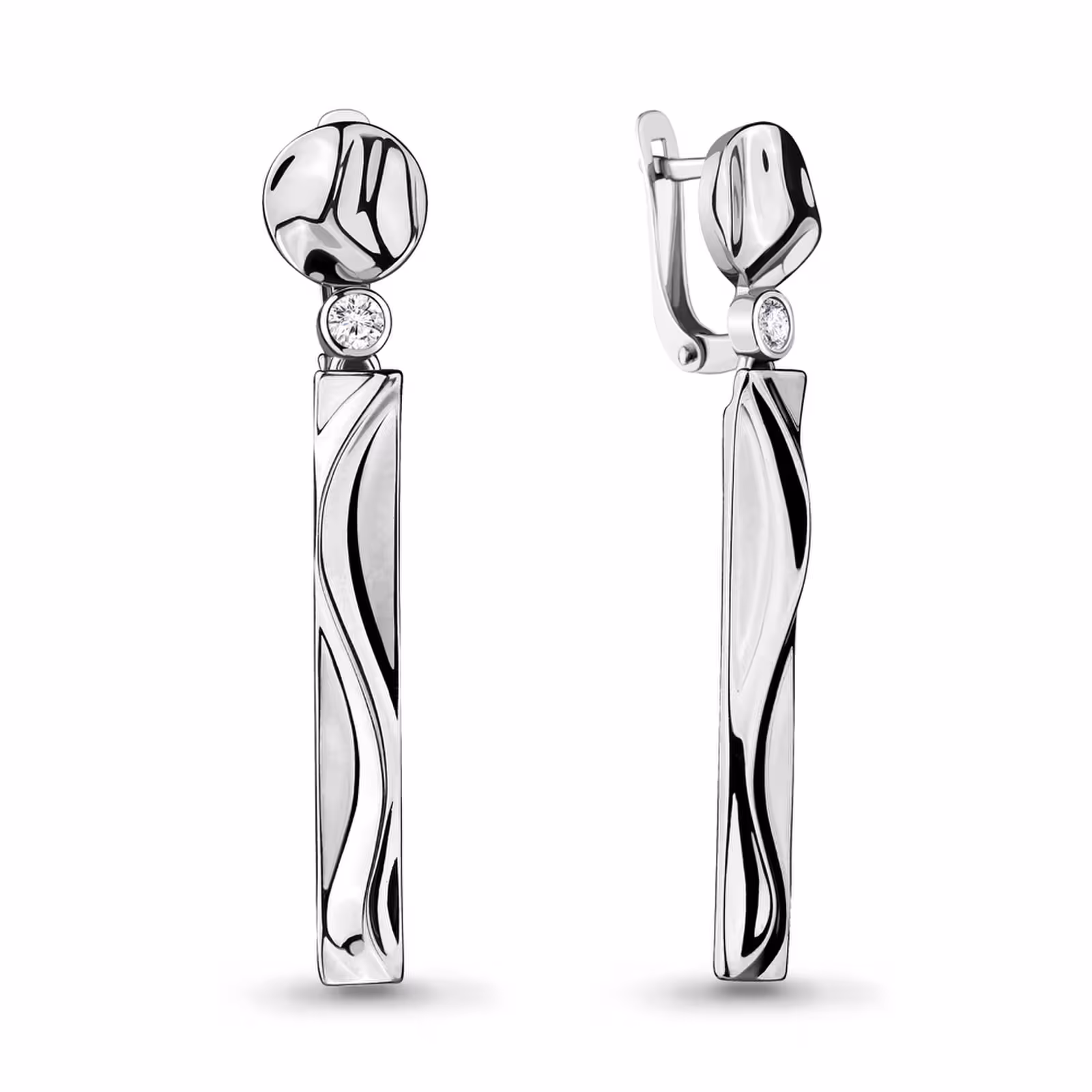 Серьги из серебра с фианитами