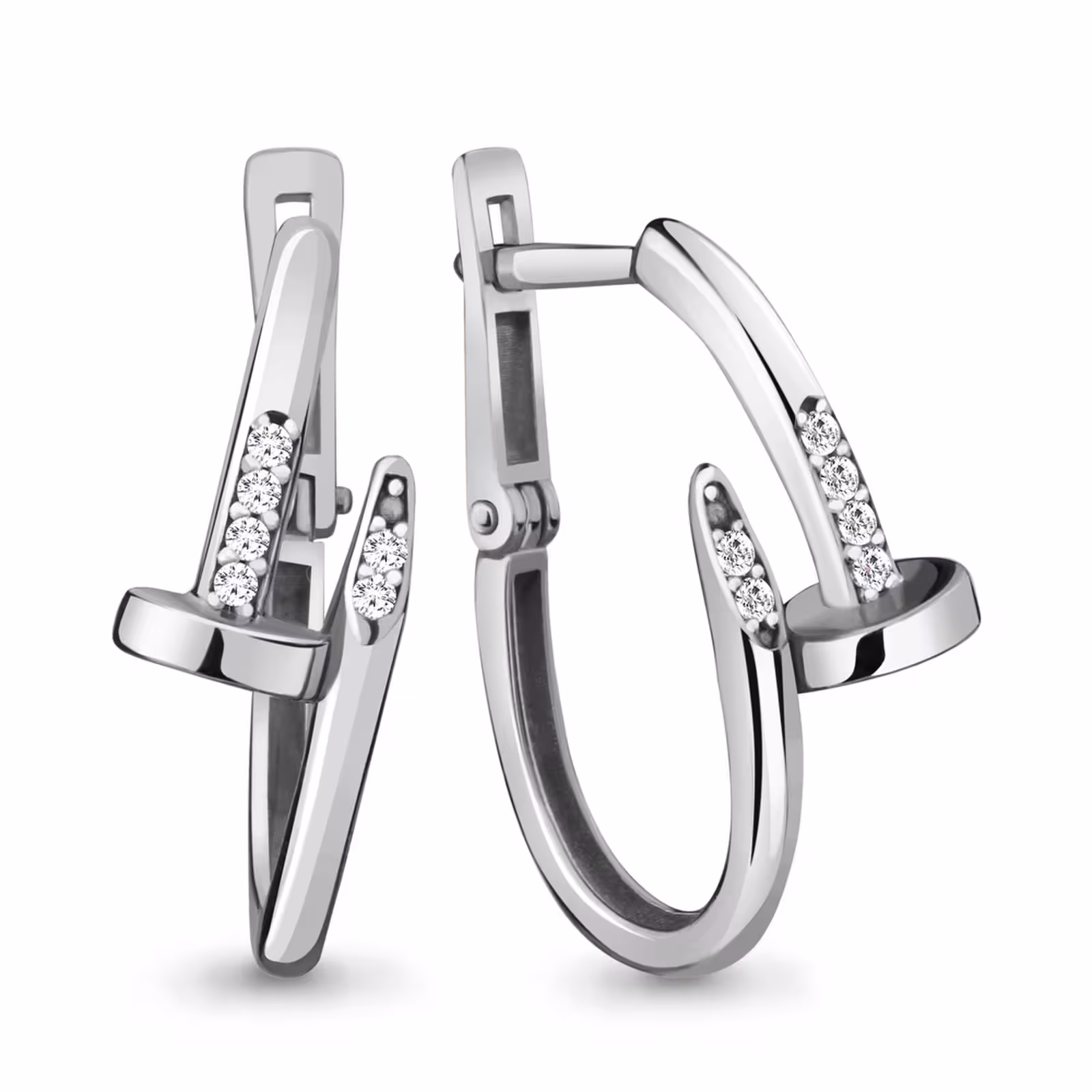Серьги из серебра с фианитами