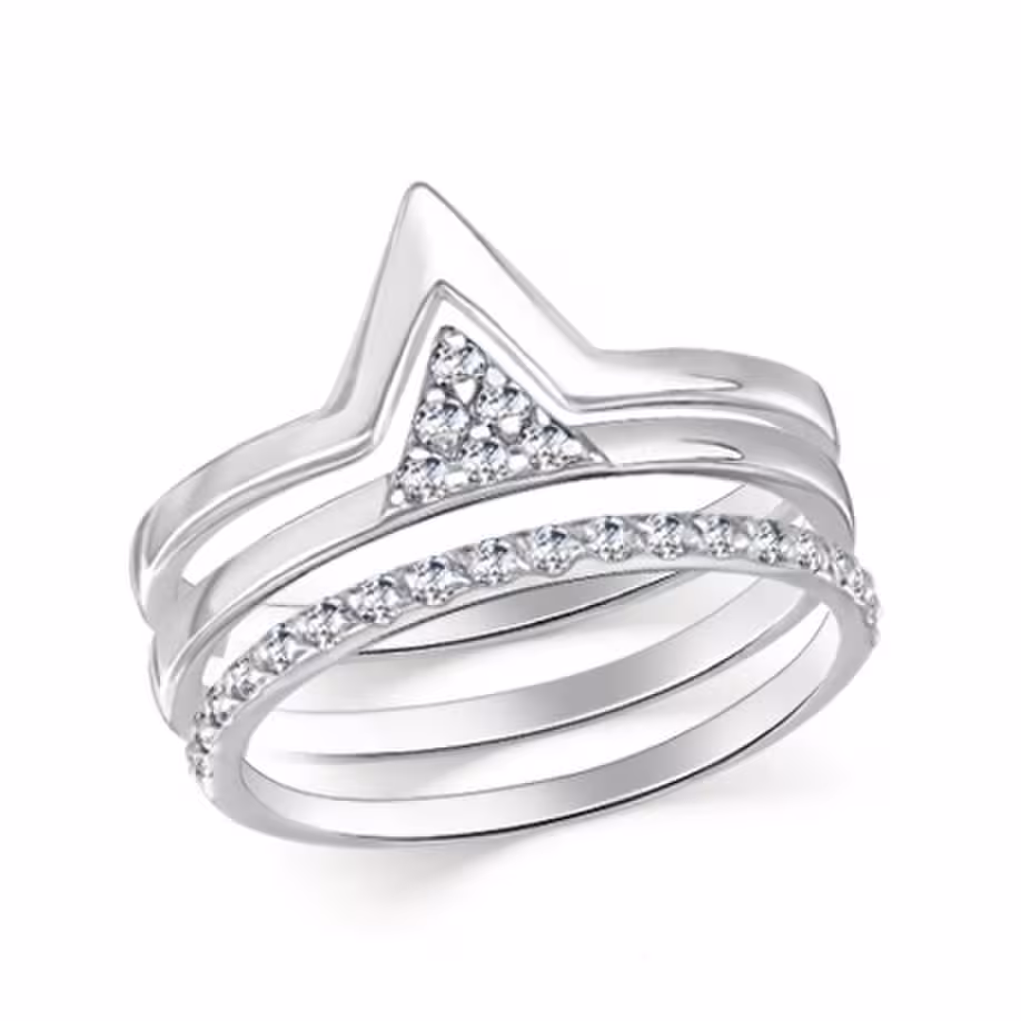Сет колец из серебра с фианитами