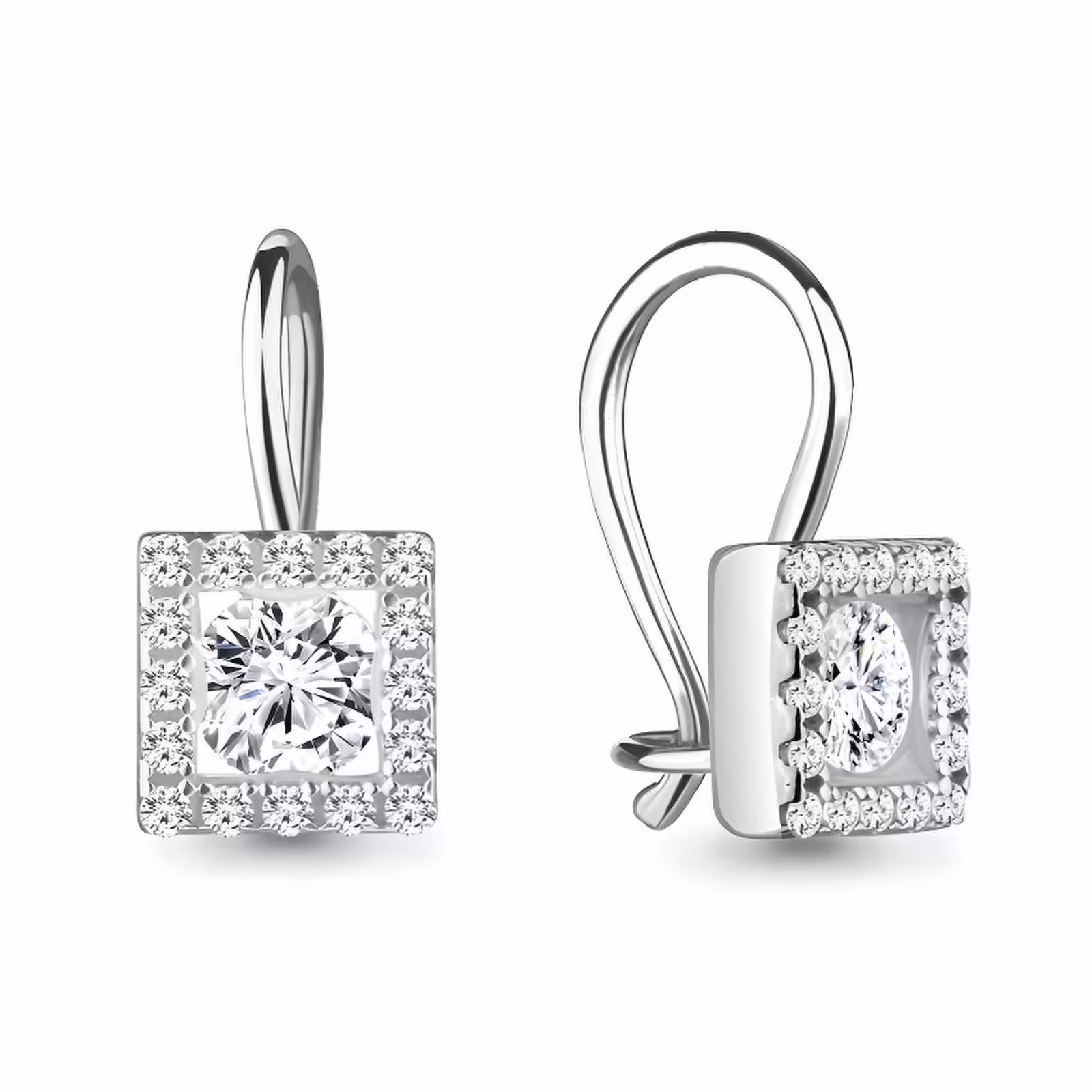 Серьги из серебра с фианитами