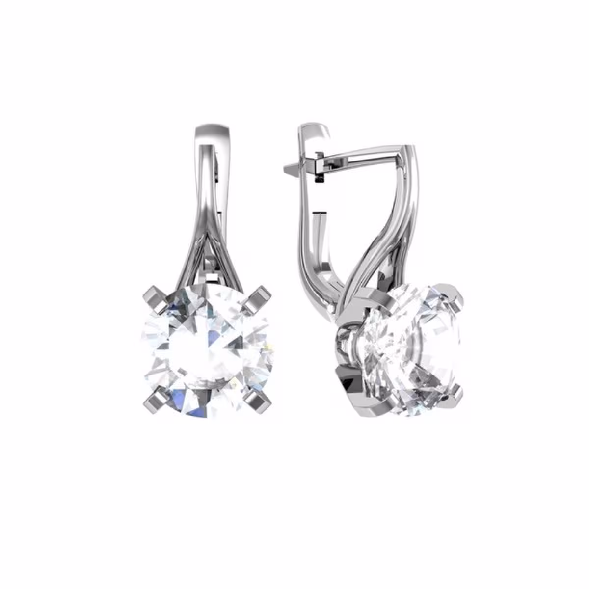 Серьги из серебра с фианитами