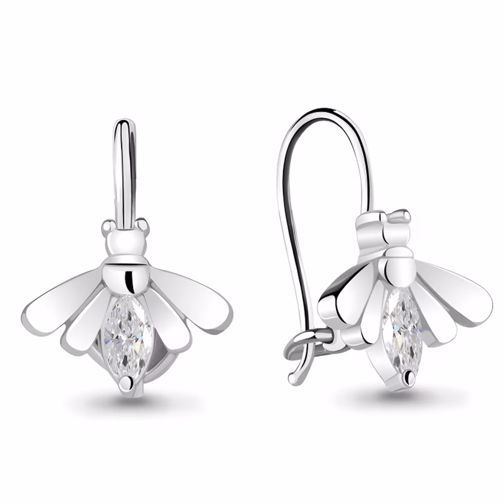 Серьги из серебра с фианитами