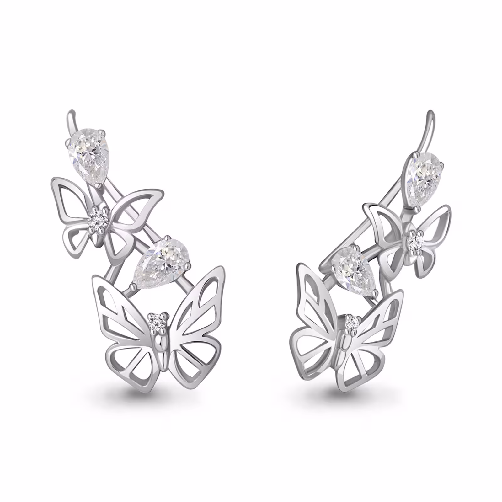 Серьги из серебра с фианитами