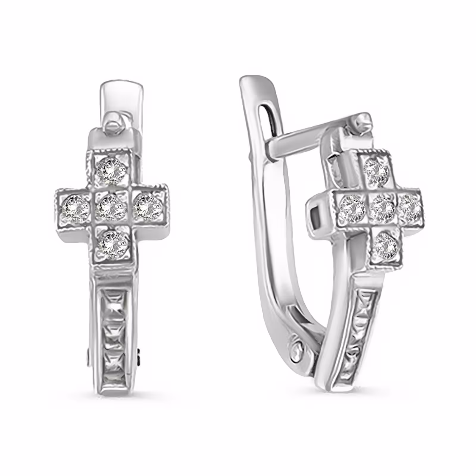 Серьги из серебра с фианитами