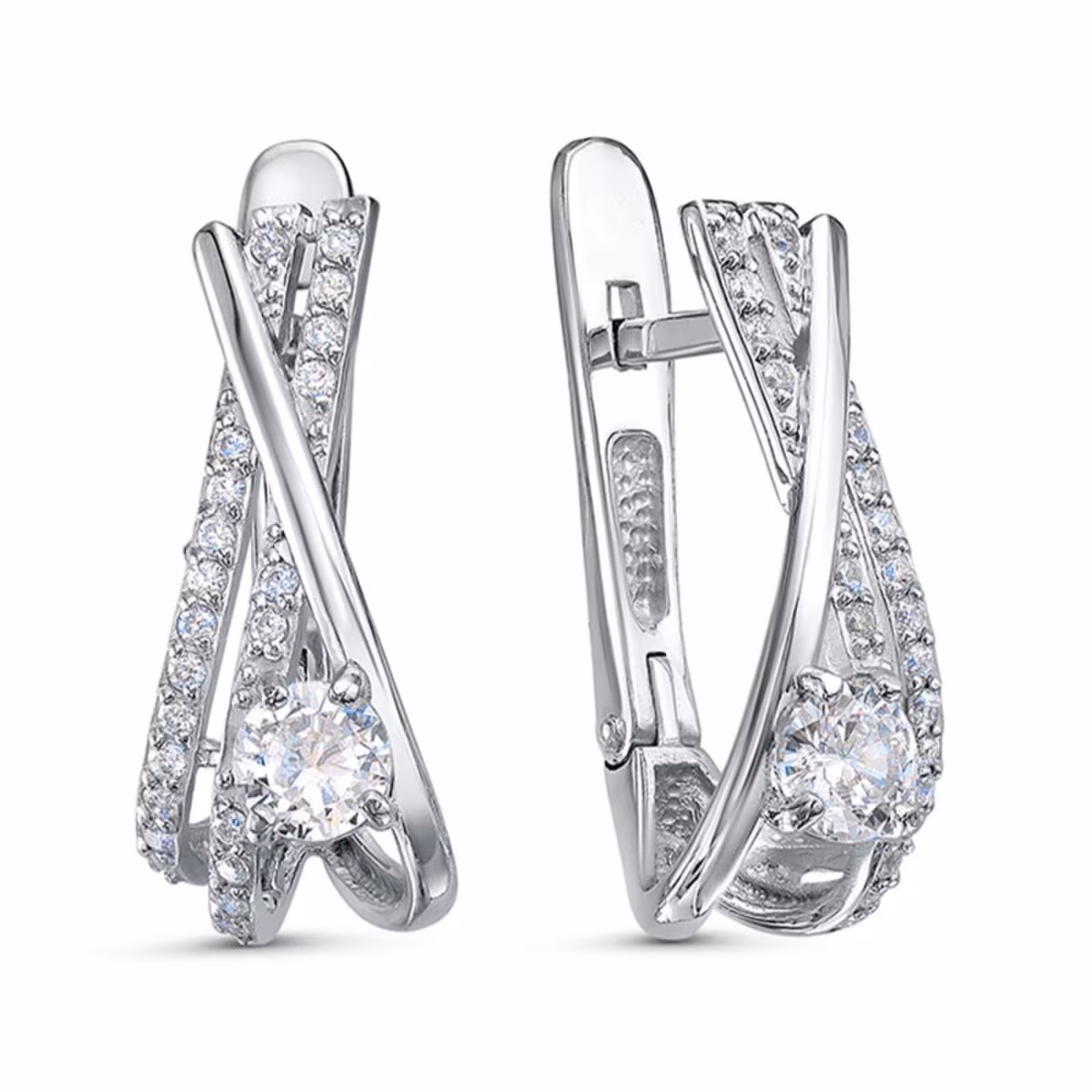 Серьги из серебра с фианитами