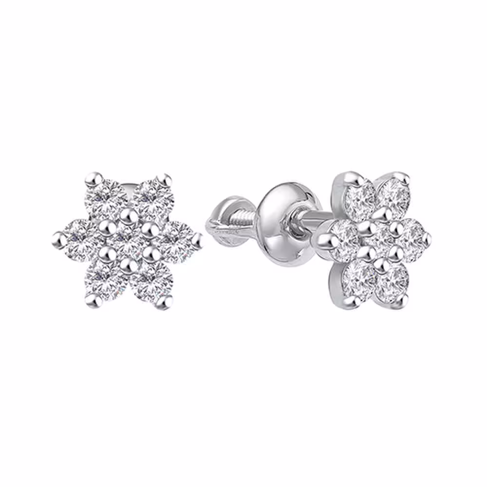 Серьги из серебра с фианитами