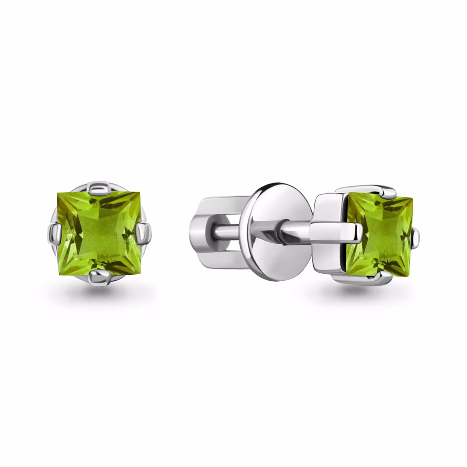 Серьги из серебра с хризолитами