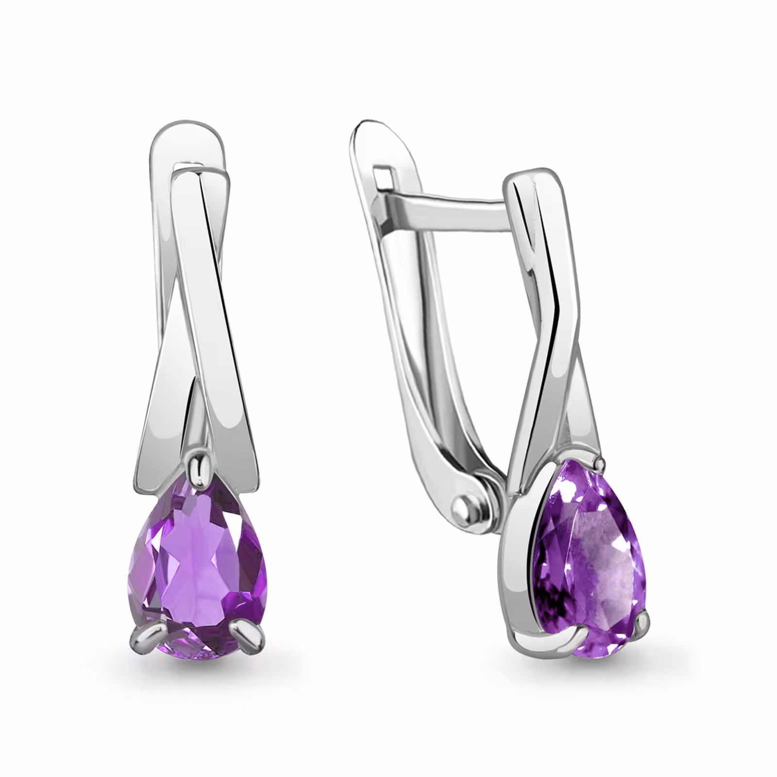 Серьги из серебра с аметистами