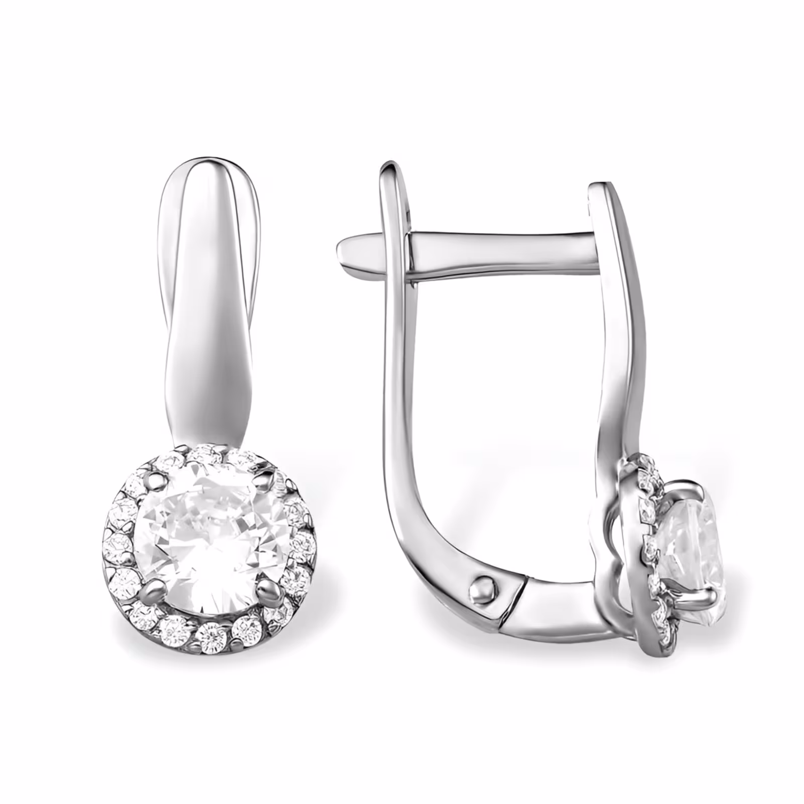 Серьги из серебра с фианитами