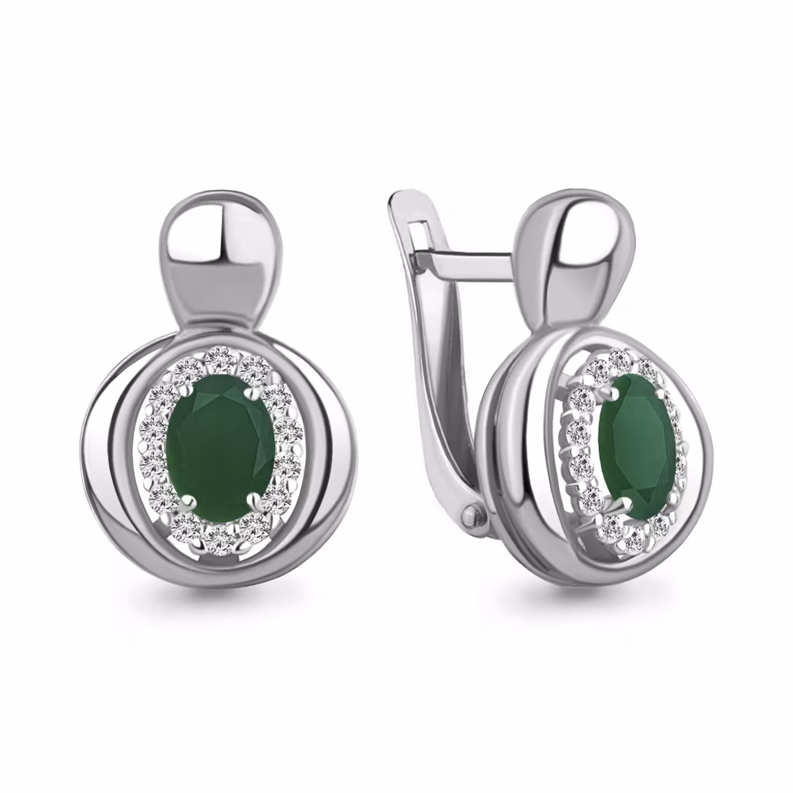 Серьги из серебра с агатами и фианитами