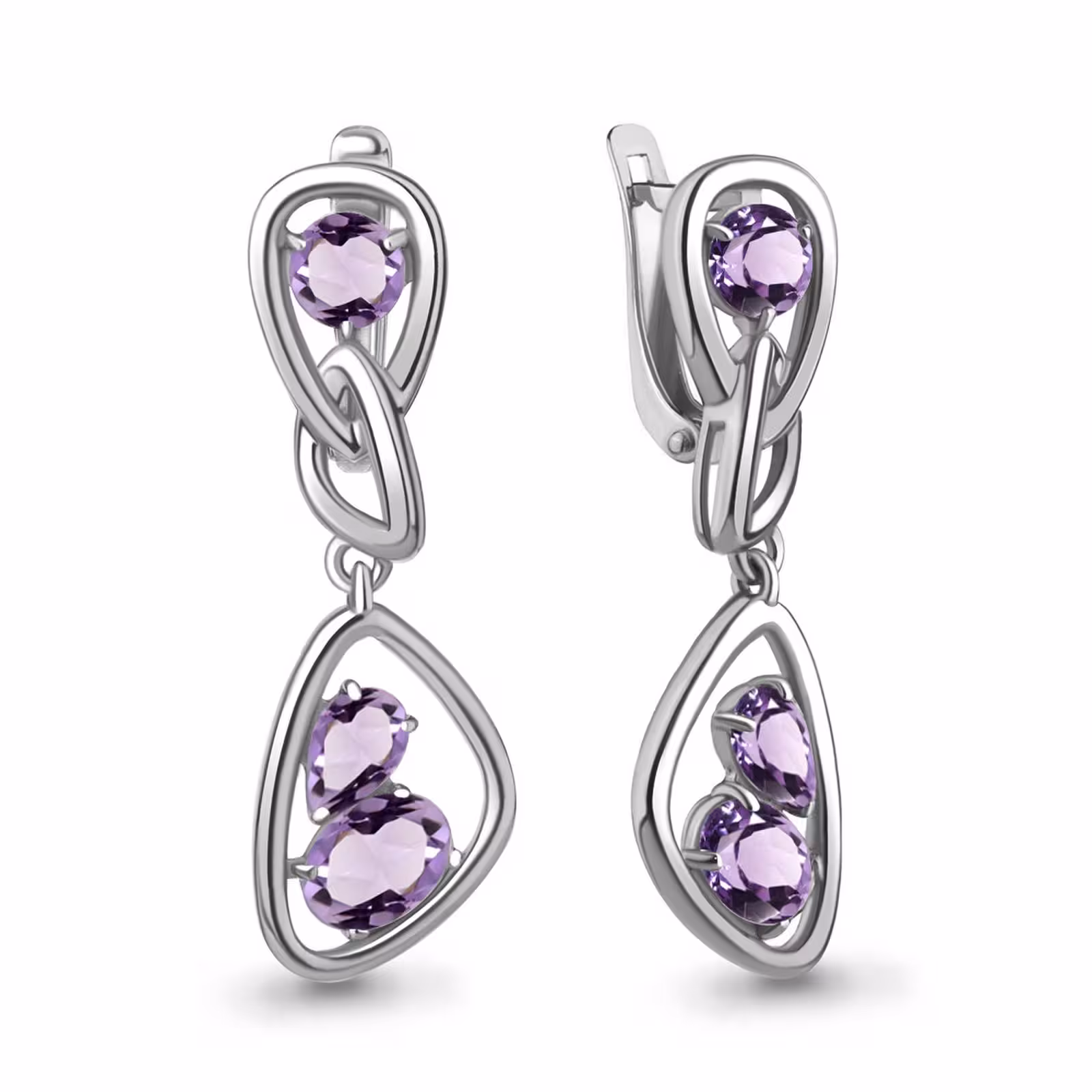 Серьги из серебра с аметистами