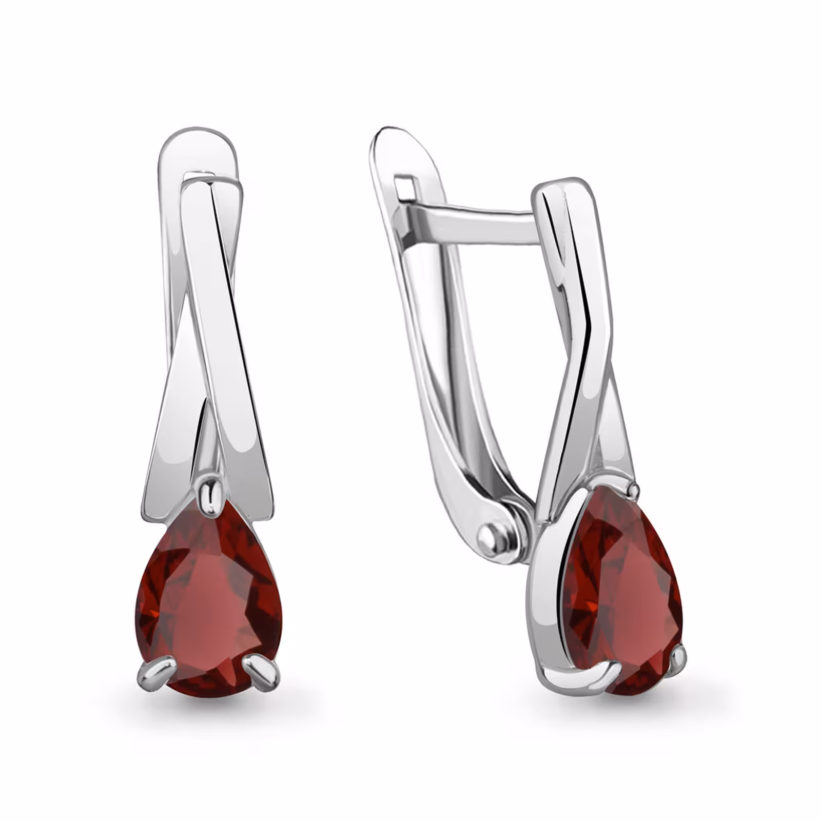 Серьги из серебра с гранатами
