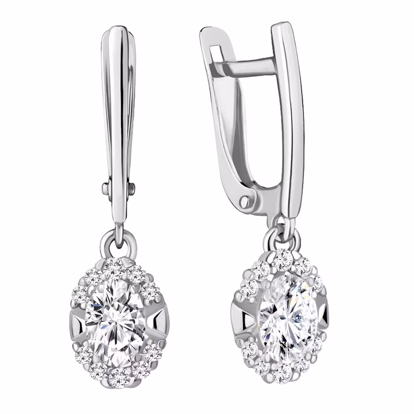 Серьги из серебра с фианитами
