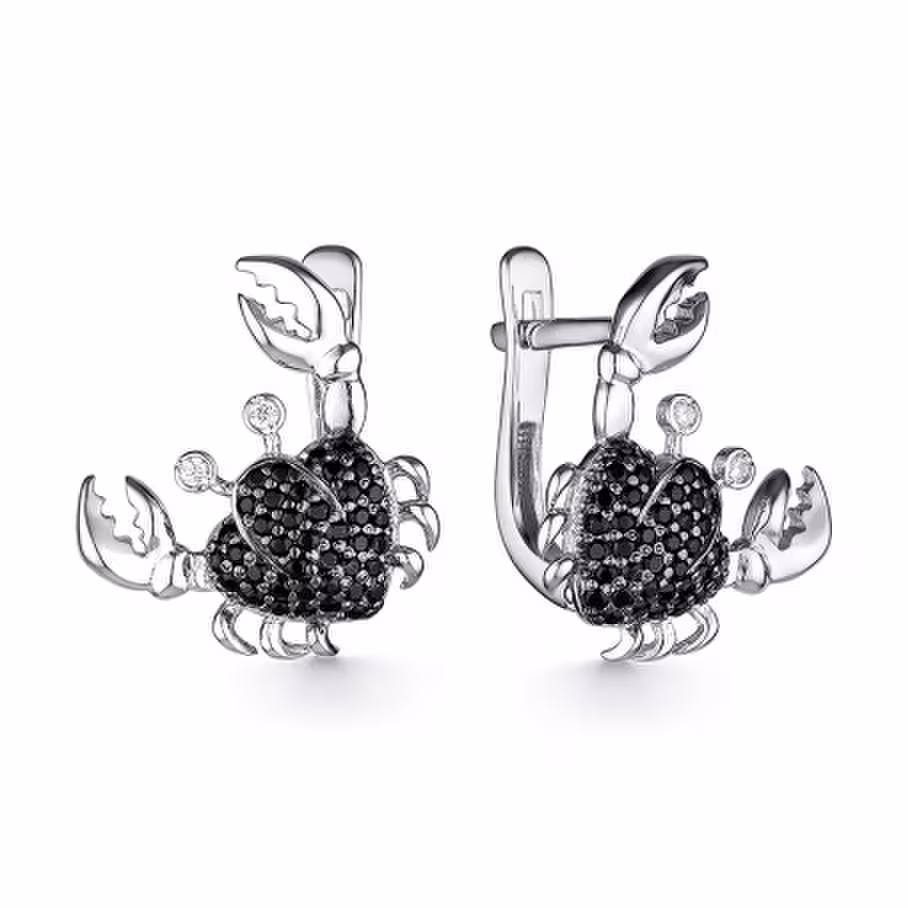 Серьги из серебра с фианитами
