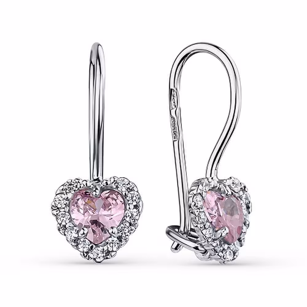 Серьги из серебра с фианитами