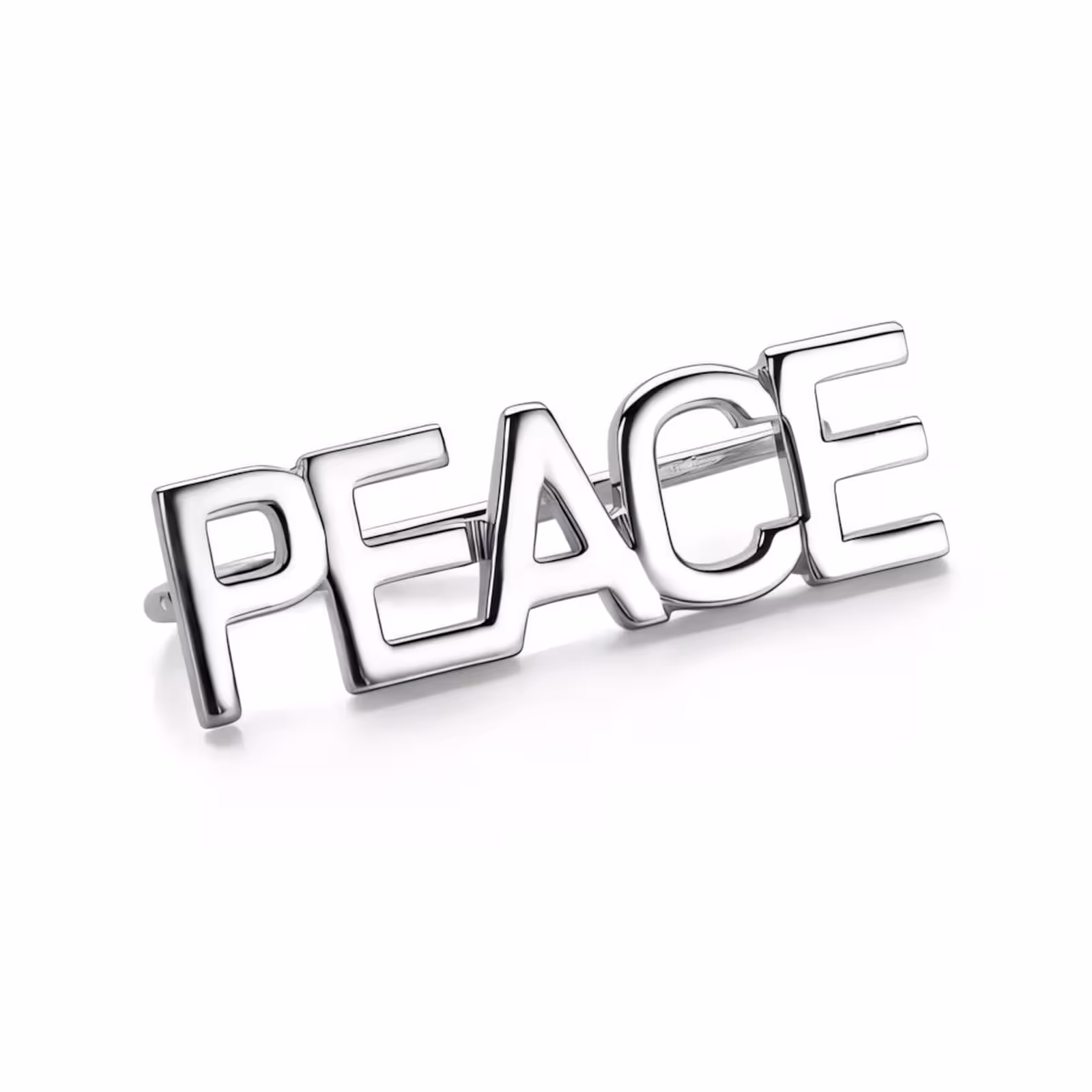 Одиночная серьга-эльф из серебра "PEACE"