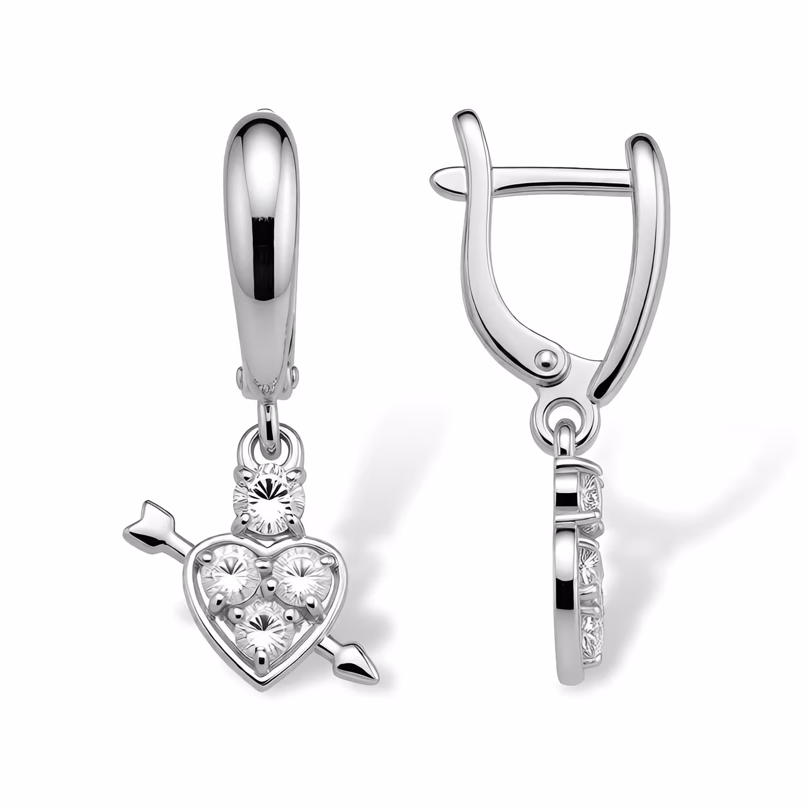 Серьги из серебра с фианитами