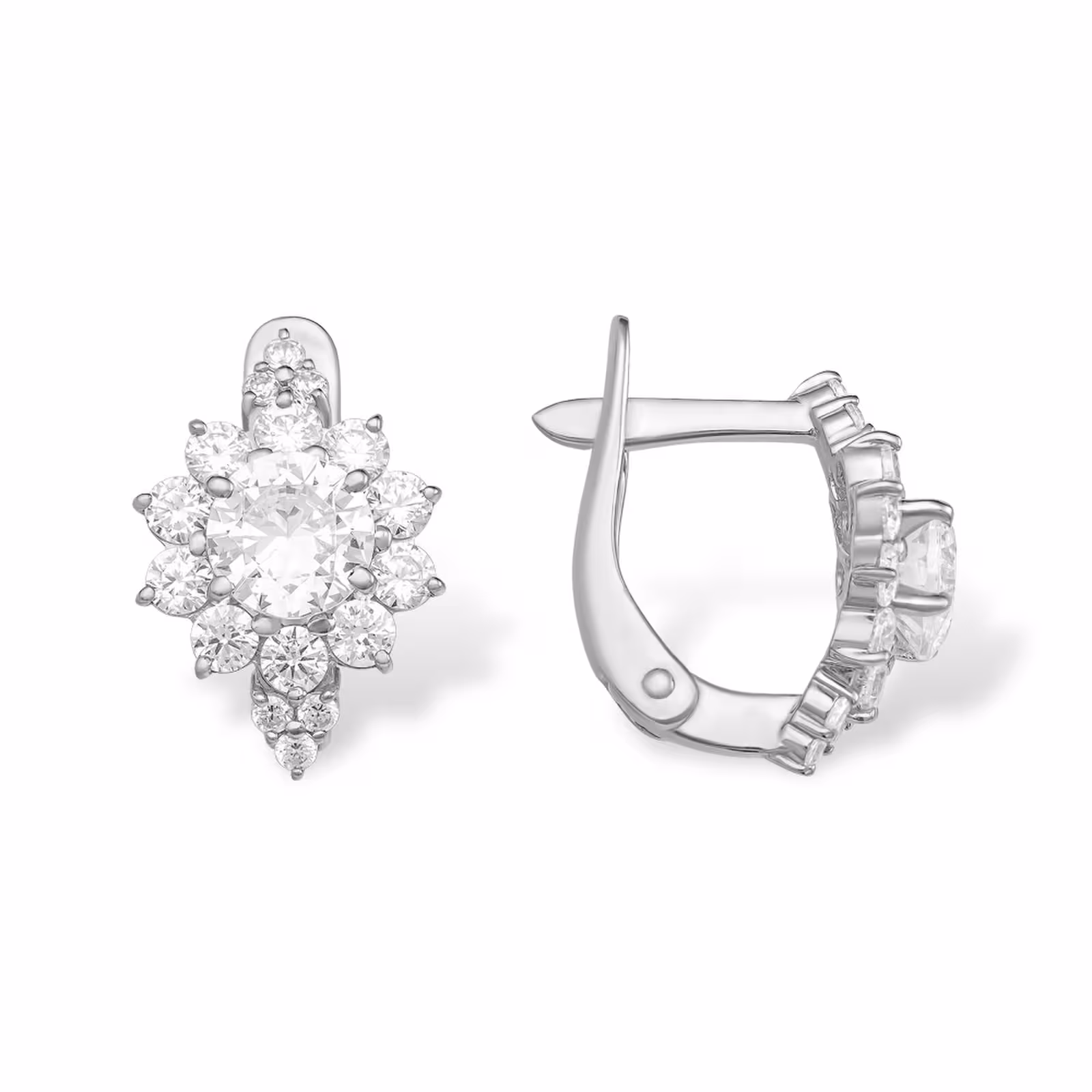 Серьги из серебра с фианитами