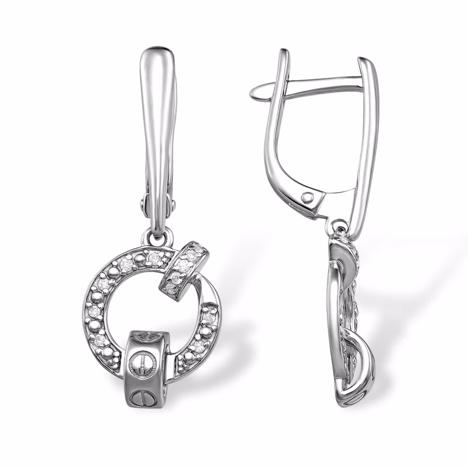 Серьги из серебра с фианитами