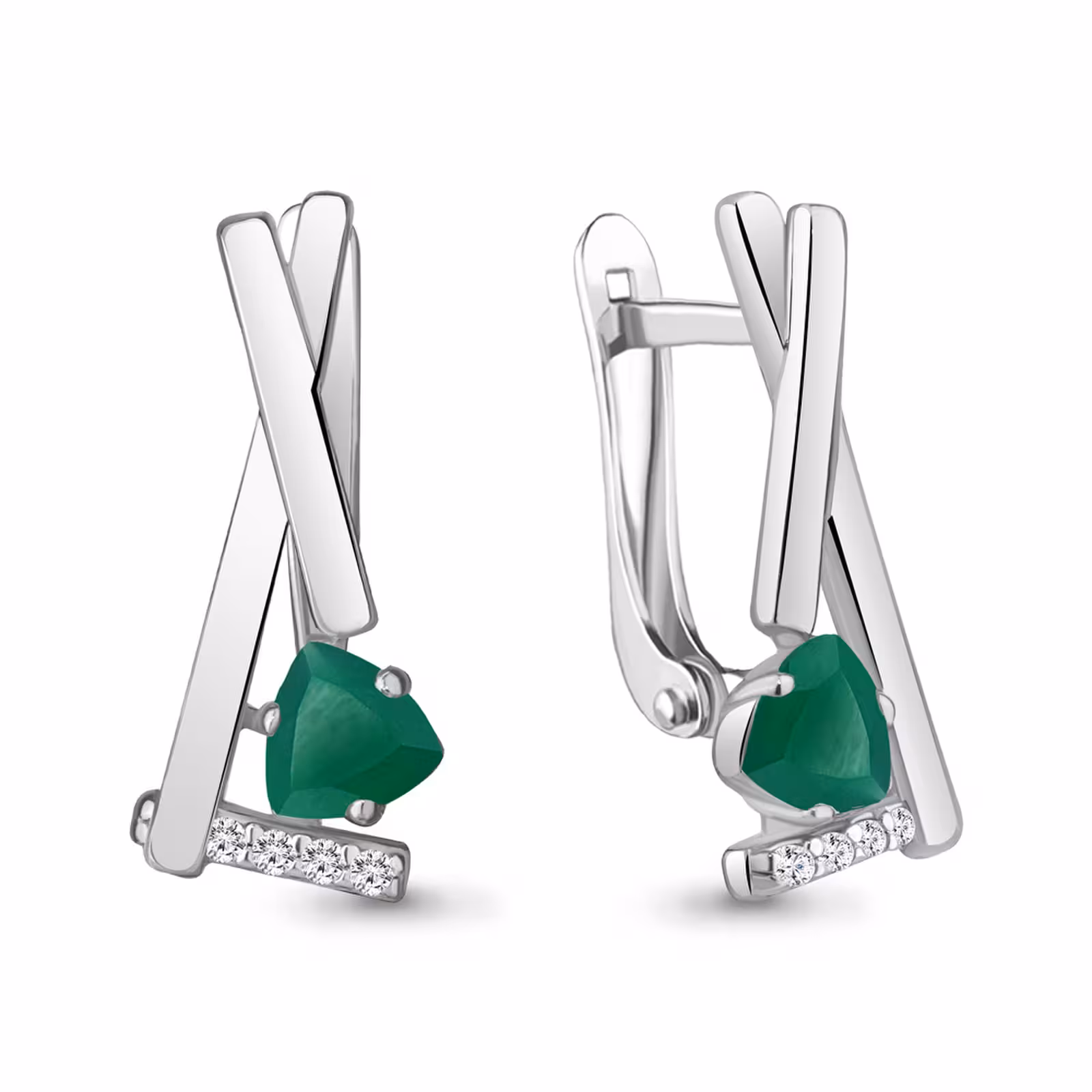 Серьги из серебра с агатами и фианитами