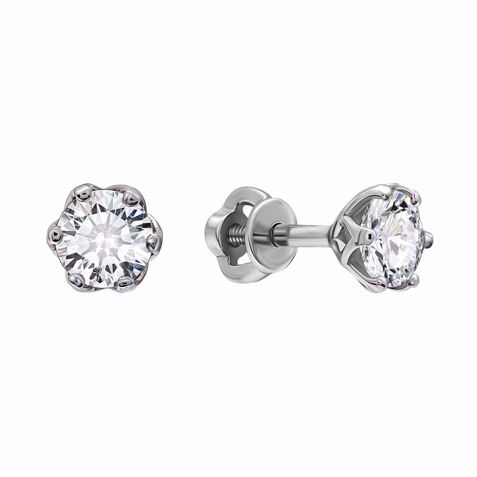 Серьги из белого золота с бриллиантами 0,8 ct — фото 2