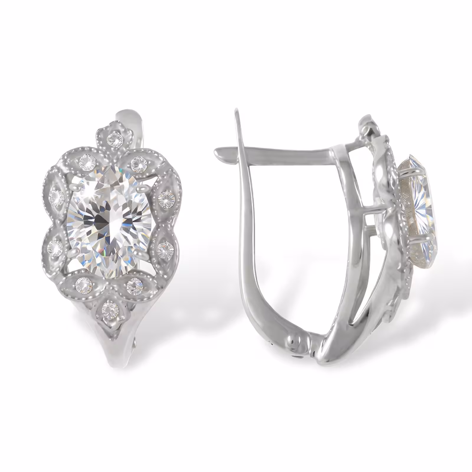 Серьги из серебра с фианитами