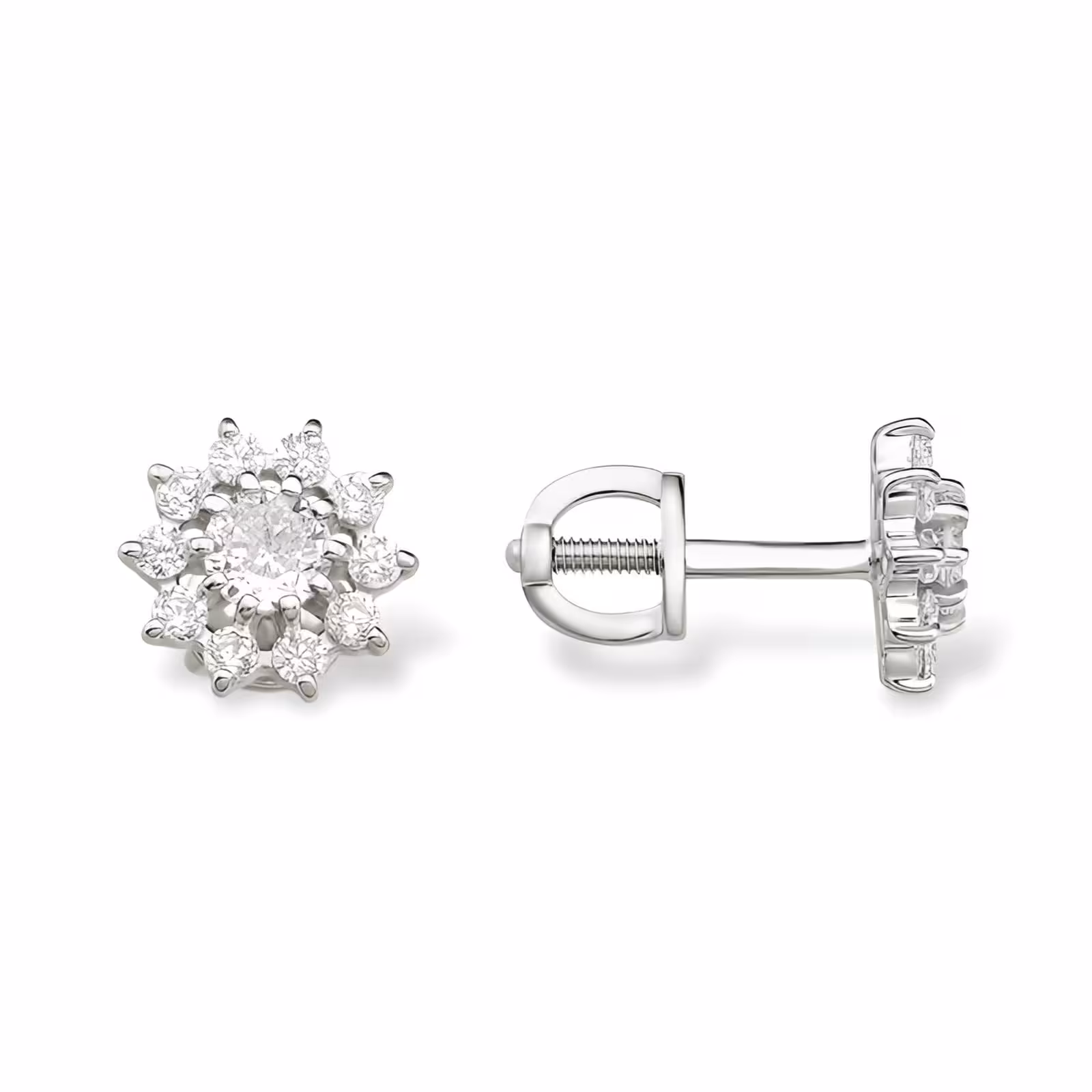 Серьги из серебра с фианитами