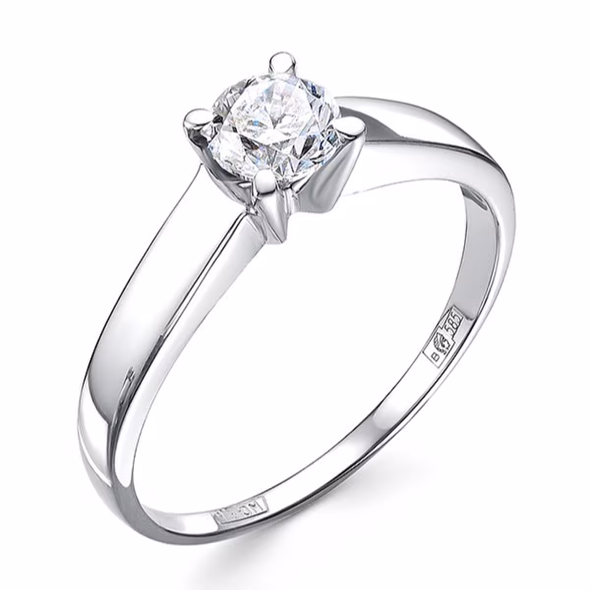 Кольцо из белого золота с бриллиантом 0,5 ct — фото 1