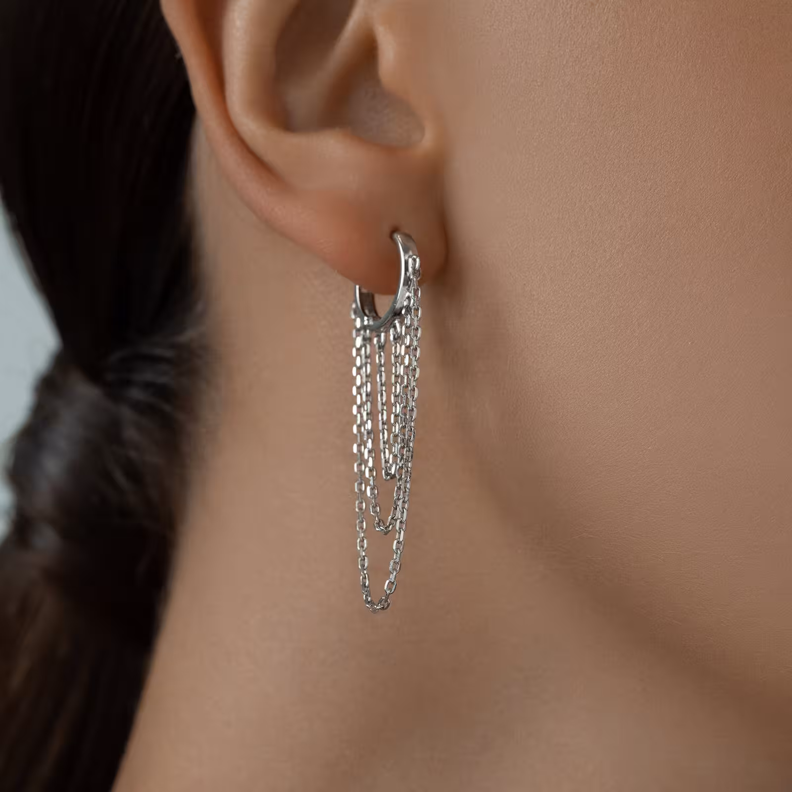 Одиночная серьга из серебра — фото 2