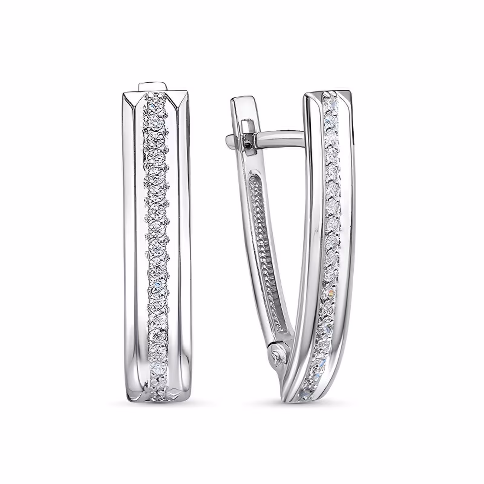 Серьги из серебра с фианитами