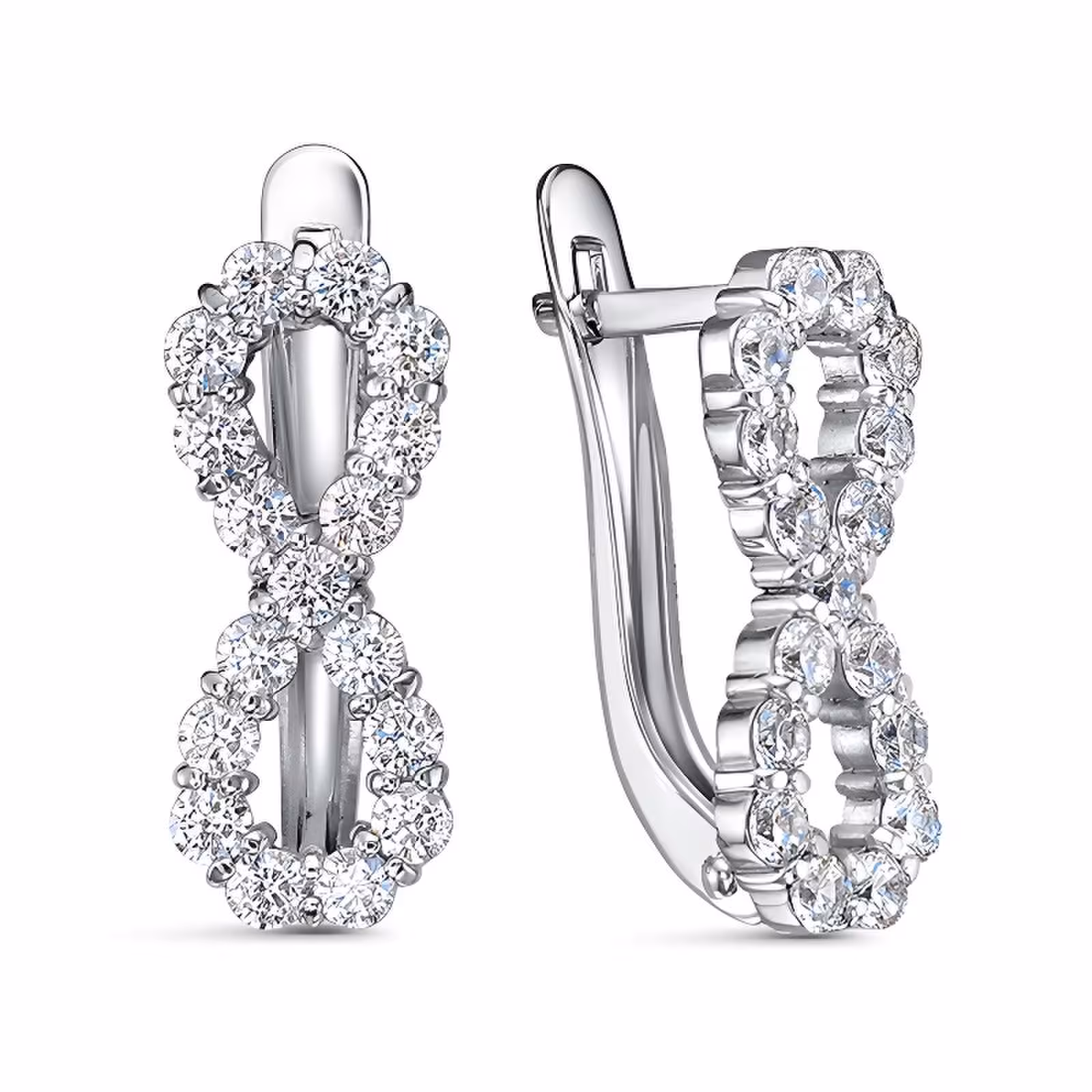 Серьги из серебра с фианитами