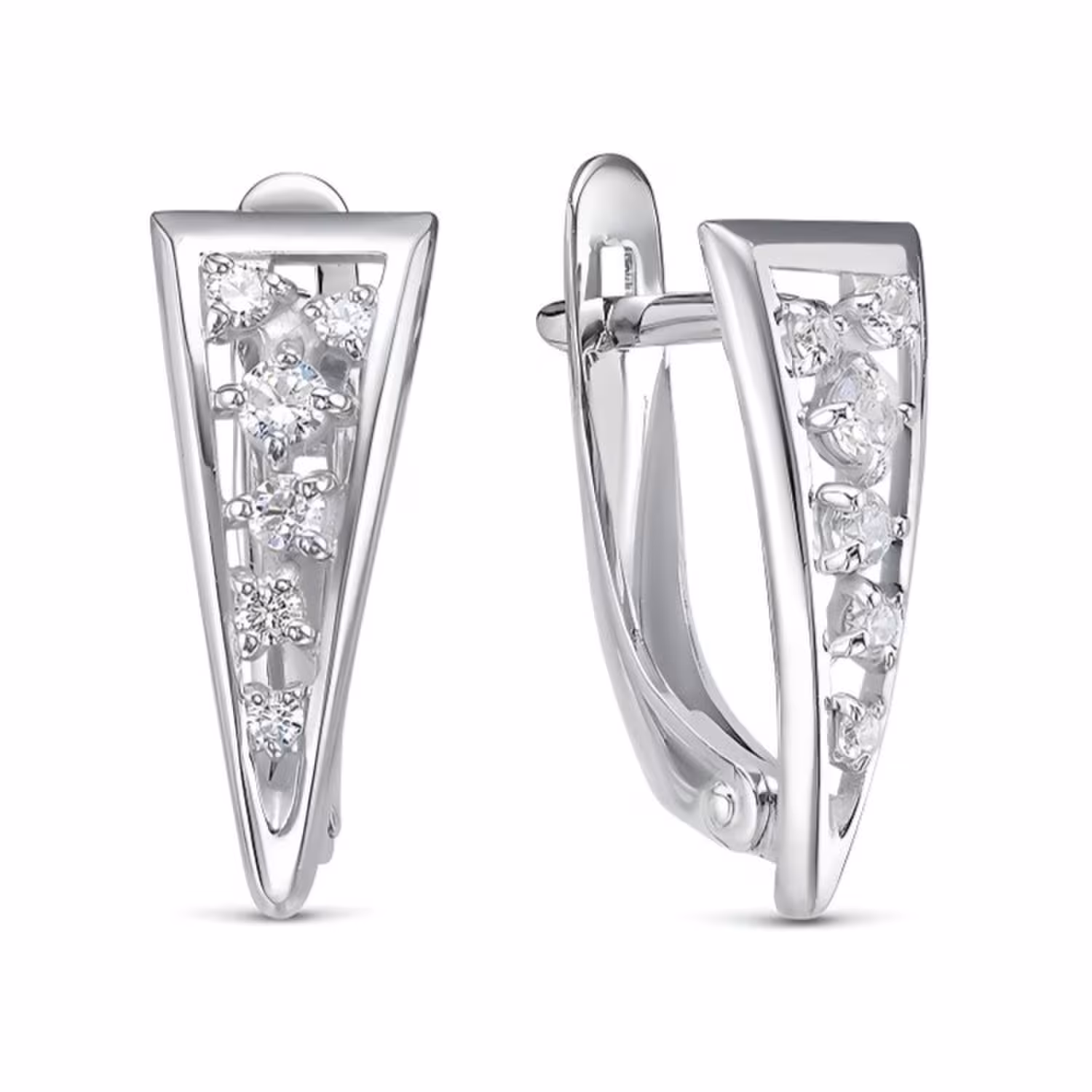 Серьги из серебра с фианитами